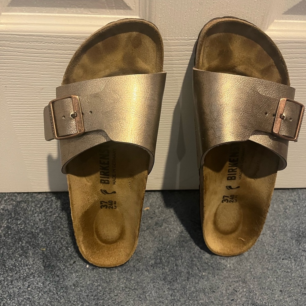 Birkenstock Bronze Slide Sandals